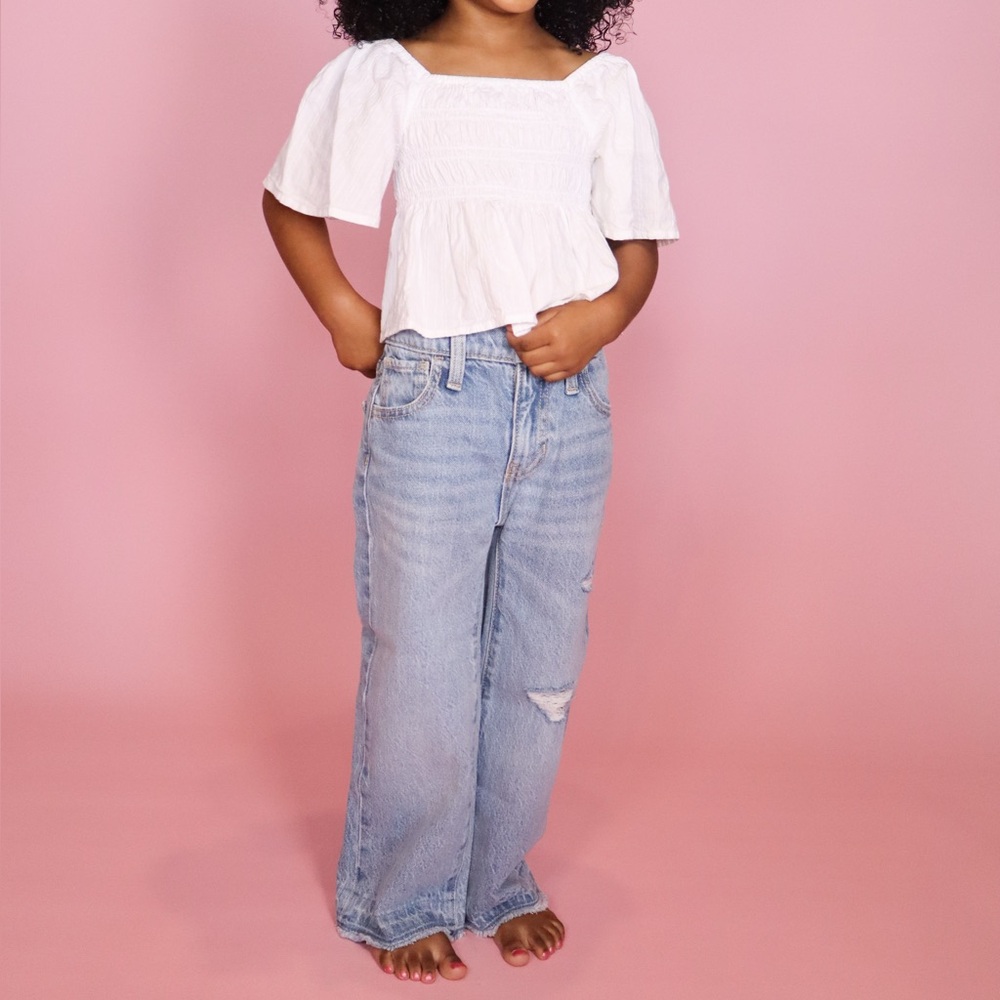 Girls Old Navy Elegant White Puff Sleeve Top Size XS
